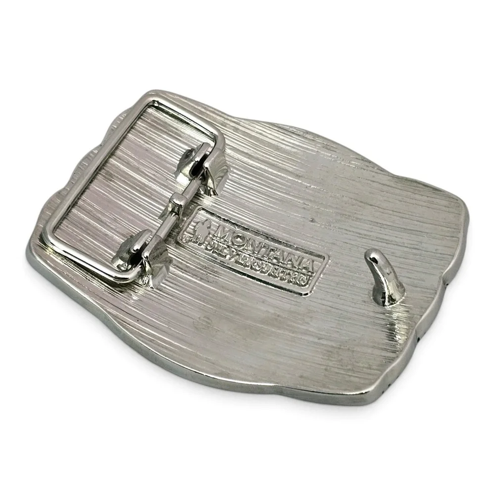 Montana Silversmiths Classic Painted Waving American Flag Attitude Buckle